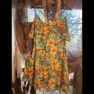 Forever 21 + Tropical Print Racerback Mini Dress